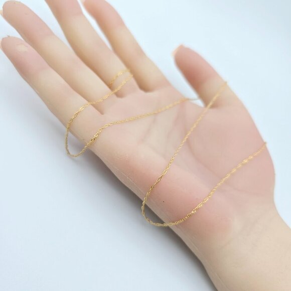 Dainty Rose Gold Twisted Rope Chain Necklace, 24 Inch, Gold Plated, XPNL0108 - Picture 12 of 12